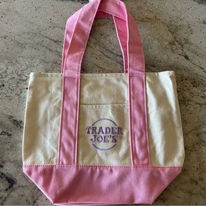 Small Trader Joe’s Pastel Pink 2026 Canvas Tote Bag
